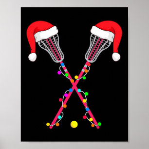 Poster Lacrosse Santa Hat Natal Luz Esportes Engraçados X