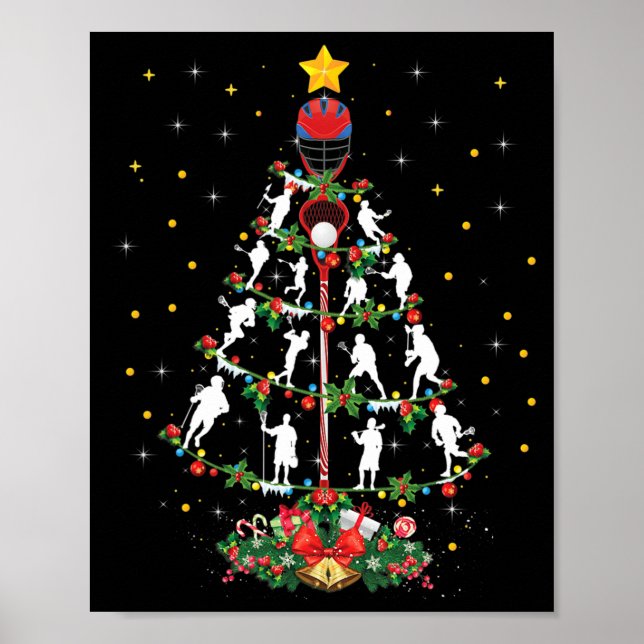 Poster Lacrosse Sports Lover Xmas Santa Hat Lacrosse Chri (Frente)