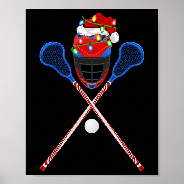 Poster Lacrosse Sports Lover Xmas Santa Hat Lacrosse Chri (Frente)