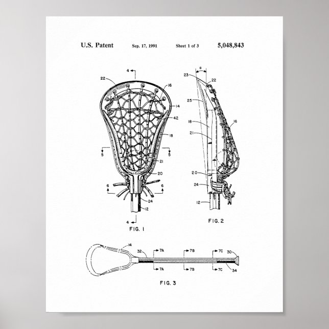 Pôster Lacrosse Stick Patent (Frente)