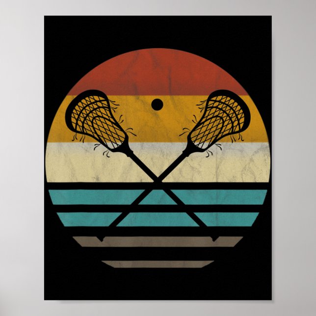 Poster Lacrosse Vintage Retro Lacrosse Stick Sun Gift  (Frente)
