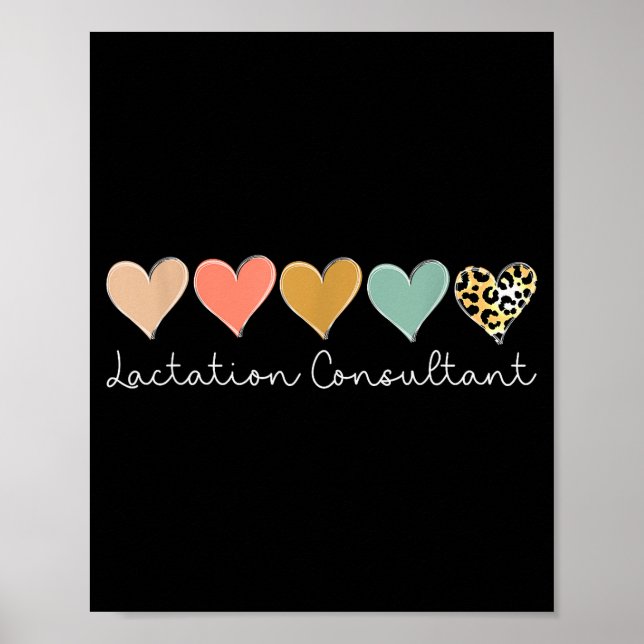 Poster Lactation Consultant Leopard Heart, Valentines Day (Frente)