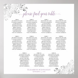 Poster Lacy 11 Mesa Gráfico de Casamento Lavanda Branco
