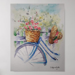 Poster Ladies bicycle in spring field