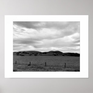 Poster Lado direito da estrada, preto e branco, fotografi