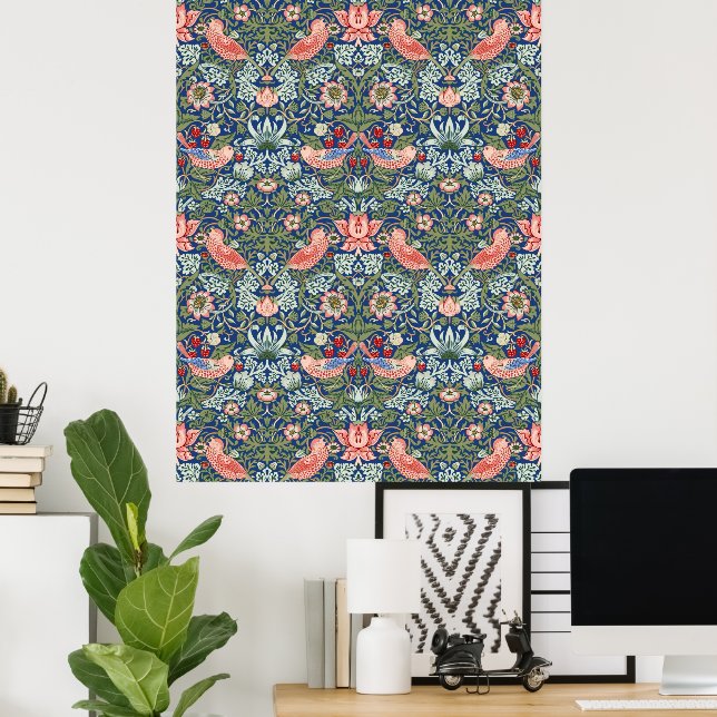 Poster Ladrão de Morango William Morris Azul Marinho Cora (Escritório em casa)