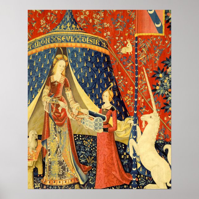 Pôster Lady and the Unicorn Medieval Tapestry Art (Frente)