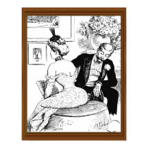 Lady Corset Man Leering do Século médio