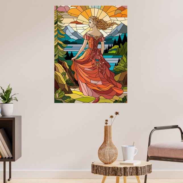 Poster Lady do Vista Cênico: Elegância de Vidro Armado (Sala de Estar 3)