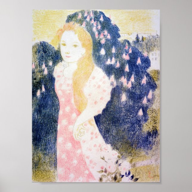 Poster Lady em vestido rosa, Maurice Denis (Frente)