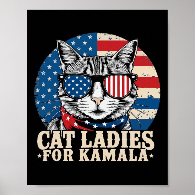 Poster Lady Gato Para Kamala Harris Votando (Frente)