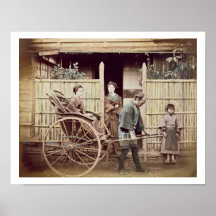 Pôster Lady in a rickshaw, c.1890s (foto colorida)