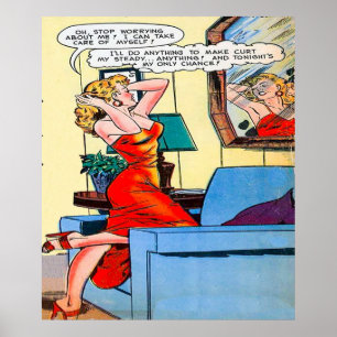 Poster Lady in red retro vintage
