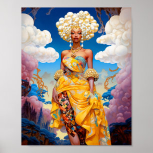 Poster Lady In Surreal World African American Art