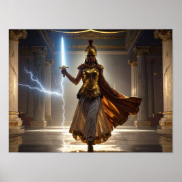 Poster Lady Liberty Goddess Athena Warrior USA Democracy