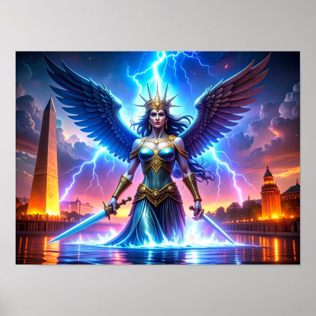 Poster Lady Liberty Pro-Democracy USA Worth Saving Art (Frente)