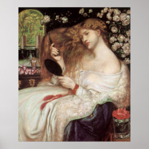 Pôster Lady Lilith by Rossetti, Vintage Victorian Portait