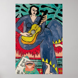 Pôster Lady Matisse com a Taça de Violão e Café