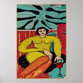 Pôster Lady Matisse com Vinho Vermelho