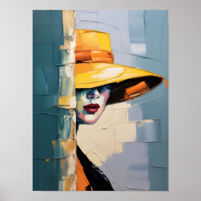 Poster Lady no Chapéu Amarelo (Frente)