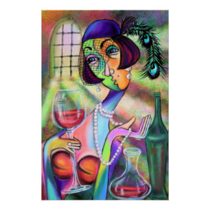 Pôster Lady Pearl Moderna - Estilo de Arte - Pintura Orig