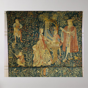 Poster Lady playing the portative organ from