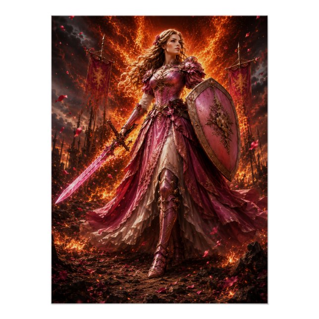 Pôster Lady Rosaline Brightshield – Guardiã Rosefire (Frente)