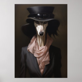 Poster Lady Saluki Top Hat