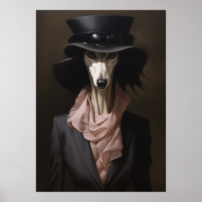Poster Lady Saluki Top Hat (Frente)