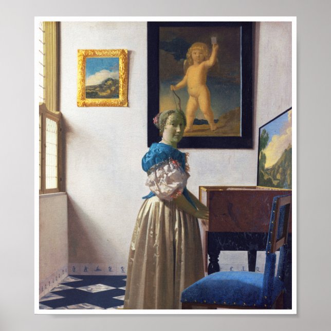 Poster Lady Standat a Virginal, Johannes Vermeer (Frente)