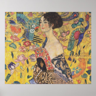 Poster Lady with Fan - Gustav Klimt