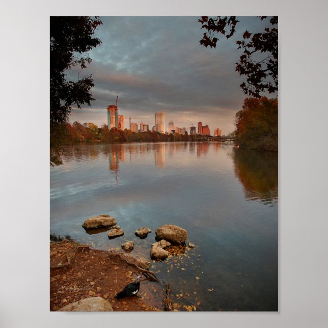 Poster Ladybird Lake Sunrise 2 - Austin Texas Skyline (Frente)