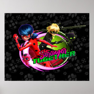 Poster Ladybug e Cat Noir   Mais Fortes Juntos