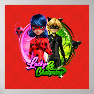 Poster Ladybug e Cat Noir | Sortudo e encantador