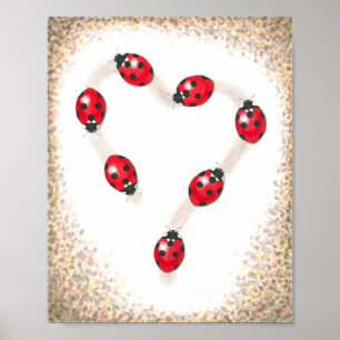 Pôster Ladybug Heart Fine Art Print
