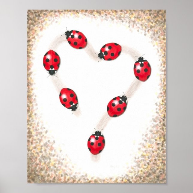 Pôster Ladybug Heart Fine Art Print (Frente)