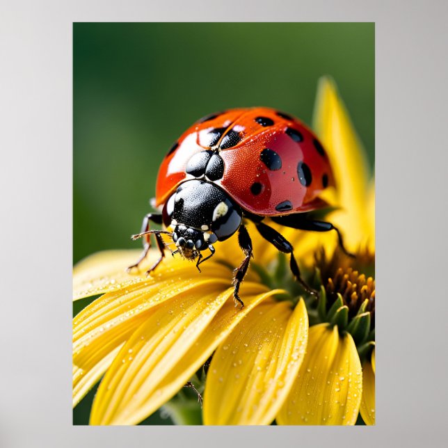 Poster Ladybug na fotografia de girassol (Frente)