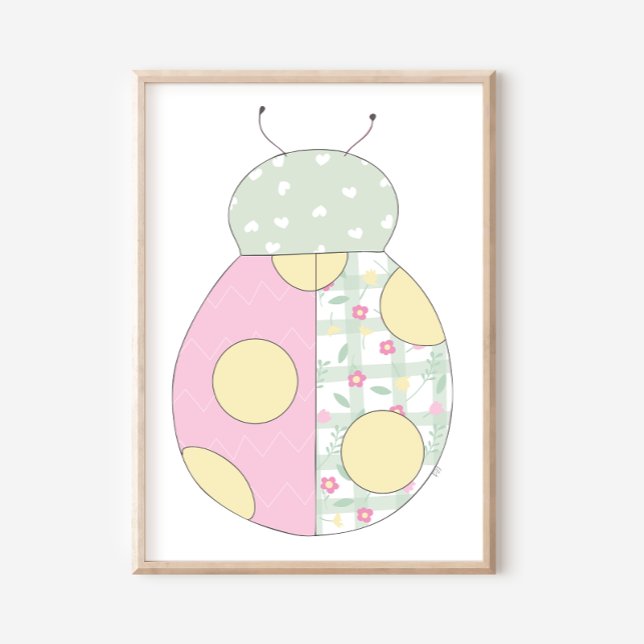 Poster Ladybug Quilt Style Art Print on White Background (Criador carregado)