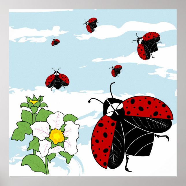Poster ladybugs em voo (Frente)