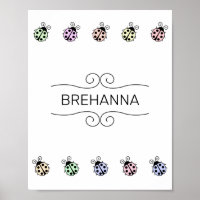 Ladybugs Pastel Multicolor Border on White
