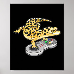 Poster Lagartixa Leopardo Jogando Video Game Lagarto Répt