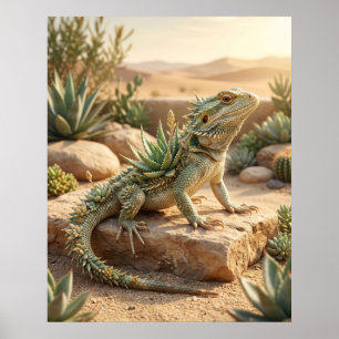Poster Lagarto Aloe Sol do Deserto