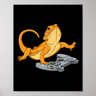 Poster Lagarto Dragão Gamer Vídeo Game Gecko