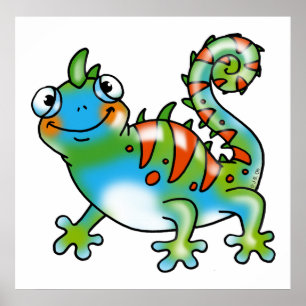Pôster Lagarto engraçado colorido