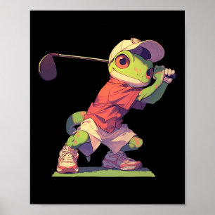 Poster Lagarto Jogador de Golfe Engraçado Gecko