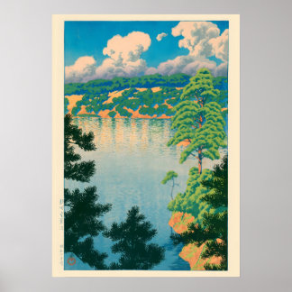 Poster Lago Akisu Por Kawase Hasui