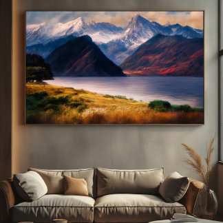 Poster Lago Alpino ao Pôr do Sol