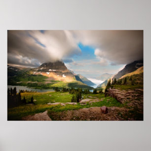 Poster Lago alpino nebuloso mountains