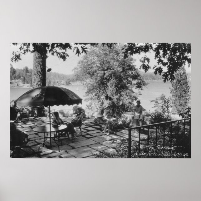 Poster Lago Arrowhad, California Lodge View & Terrace (Frente)