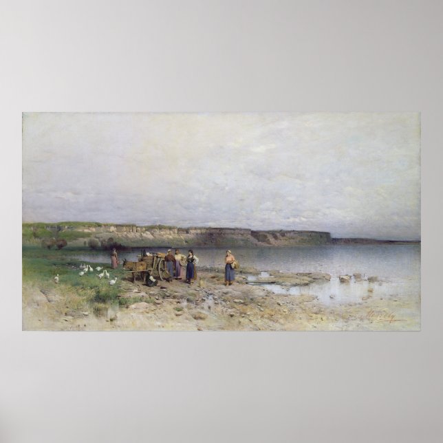 Poster Lago Balaton com a Costa de Akarattya, 1885 (Frente)